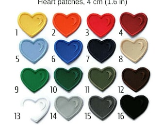 Set of Heart shaped embroidered patches, 2 pcs., 5 pcs., 10 pcs., tiny heart patch, 4 cm tall, iron on