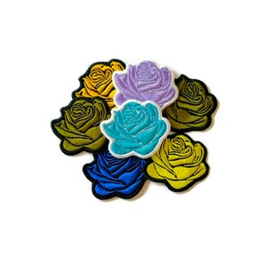 Patch rose flower. SET 2 units. Iron on patch, Sew on patch.