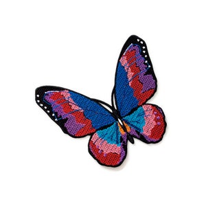 Toppa a forma di farfalla Morpho, toppa a forma di farfalla ricamata, toppa a forma di insetto realistico, toppa a forma di coda di rondine da stirare