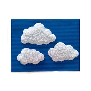 Set of 3 applique fleece cloud patches, SEW ON