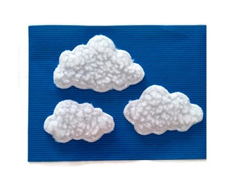 Lot de 3 écussons appliqués nuage en polaire, à coudre