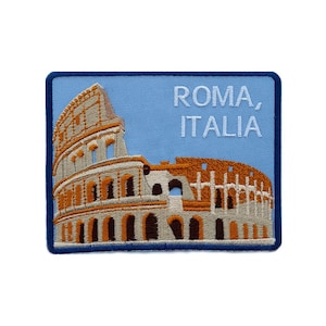 ROMA ITALIA embroidered patch, machine embroidered backpack patch, city landscape patch, monument patch, Colosseum patch