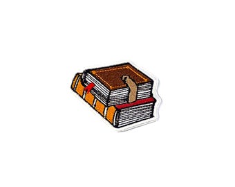 Book pile patch, gift for book lovers, reader's embroidered patch, embroidered books patch, iron on bibliophile patch, sew on book patch