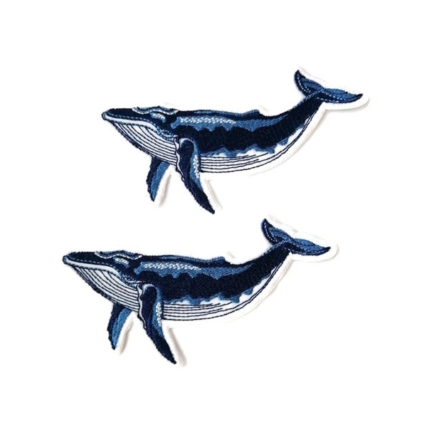 Humpback whale embroider patch, marine embroidery, iron on ocean animal patch