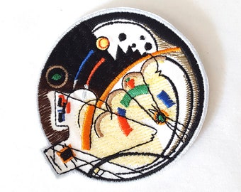 Wassily Kandinsky patch embroidery, Transverse Line patch, modern embroidery. Sew on.