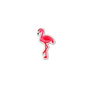 Geborduurde patch roze flamingo, geborduurde patch kleine vogel, opstrijkbare patch wilde vogel