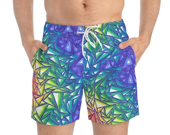 Abstract Geometric Art Swim Trunks "Shatters"