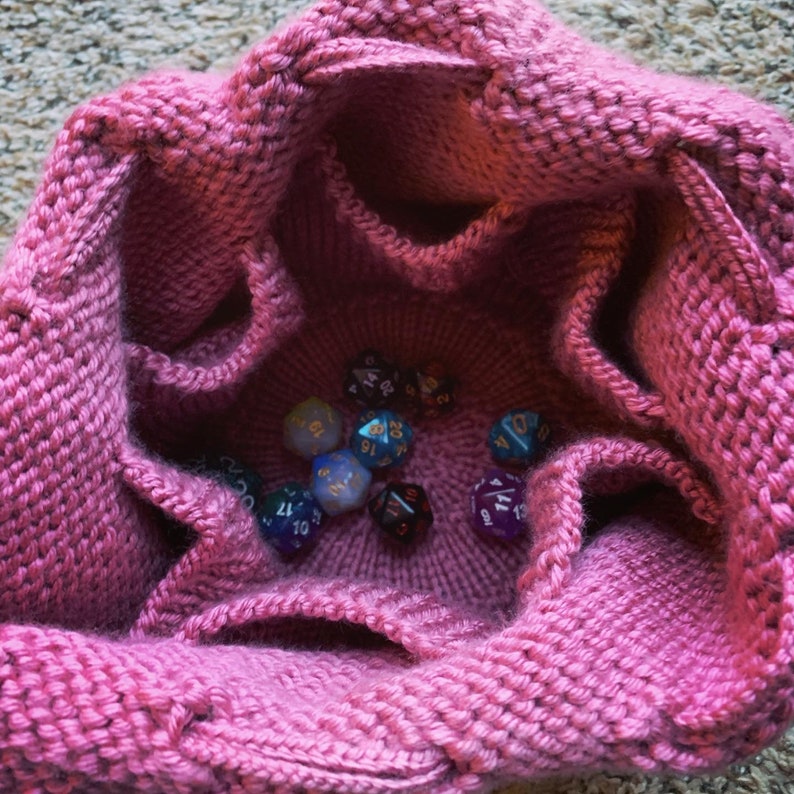 Bag of Holding Knitting Pattern PDF ONLY DnD RPG Roleplaying Tabletop Polyhedral Dice Bag image 6