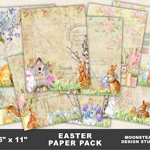 Easter Paper Pack, Easter Bunnies, Easter Eggs, Hop To It, Easter Digital Paper, Printable Paper, Scrapbook Paper, Junk Journal, Spring