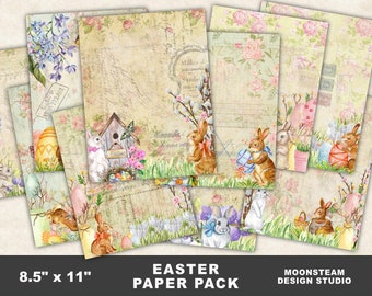 Easter Paper Pack, Easter Bunnies, Easter Eggs, Hop To It, Easter Digital Paper, Printable Paper, Scrapbook Paper, Junk Journal, Spring