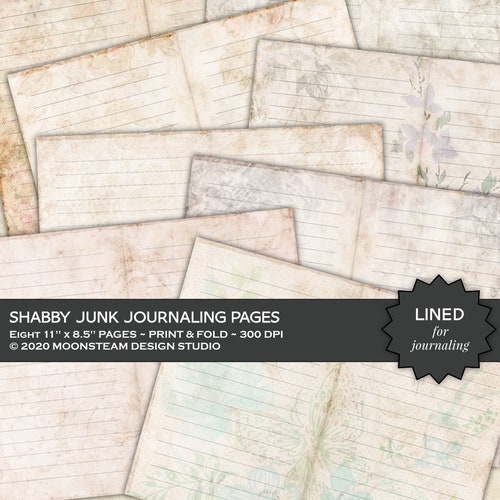 Printable Junk Journal Pages Vintage Style Lined Paper - Etsy