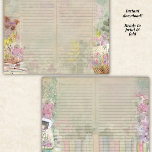 Books and Garden Lined Journal Pages, Reading in the Garden Lined ...