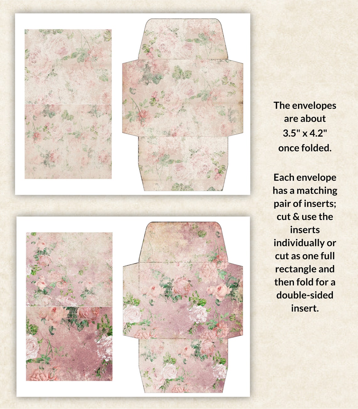 Junk Journal Envelopes With Inserts Shabby Chic Envelopes Etsy