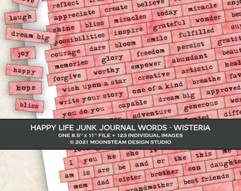 Pink Journal Words, Valentijnsdag, Inspirerende Citaten, Ephemera, Bujo, Junk Journal Words