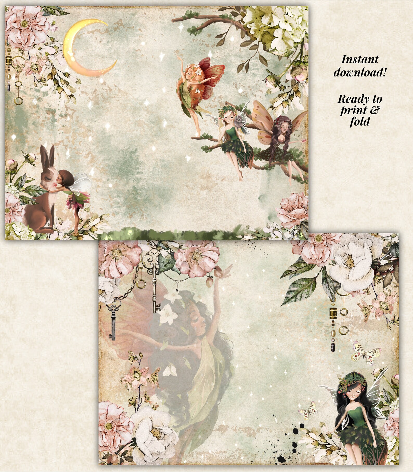 Fairy Junk Journal Printable Kit, Ephemera, Fantasy Theme (digital ...