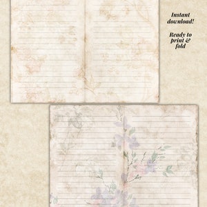 Shabby Lined Junk Journal Pages, Printable Paper, Shabby Chic, Digital ...