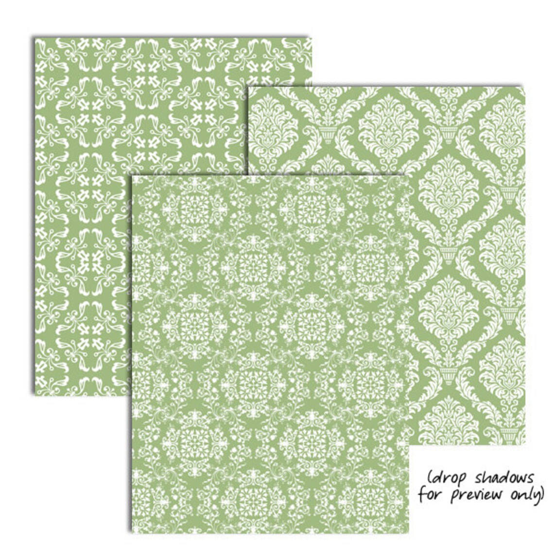 Sage Damask Digital Paper Sage Green Damask Digital Papers Etsy