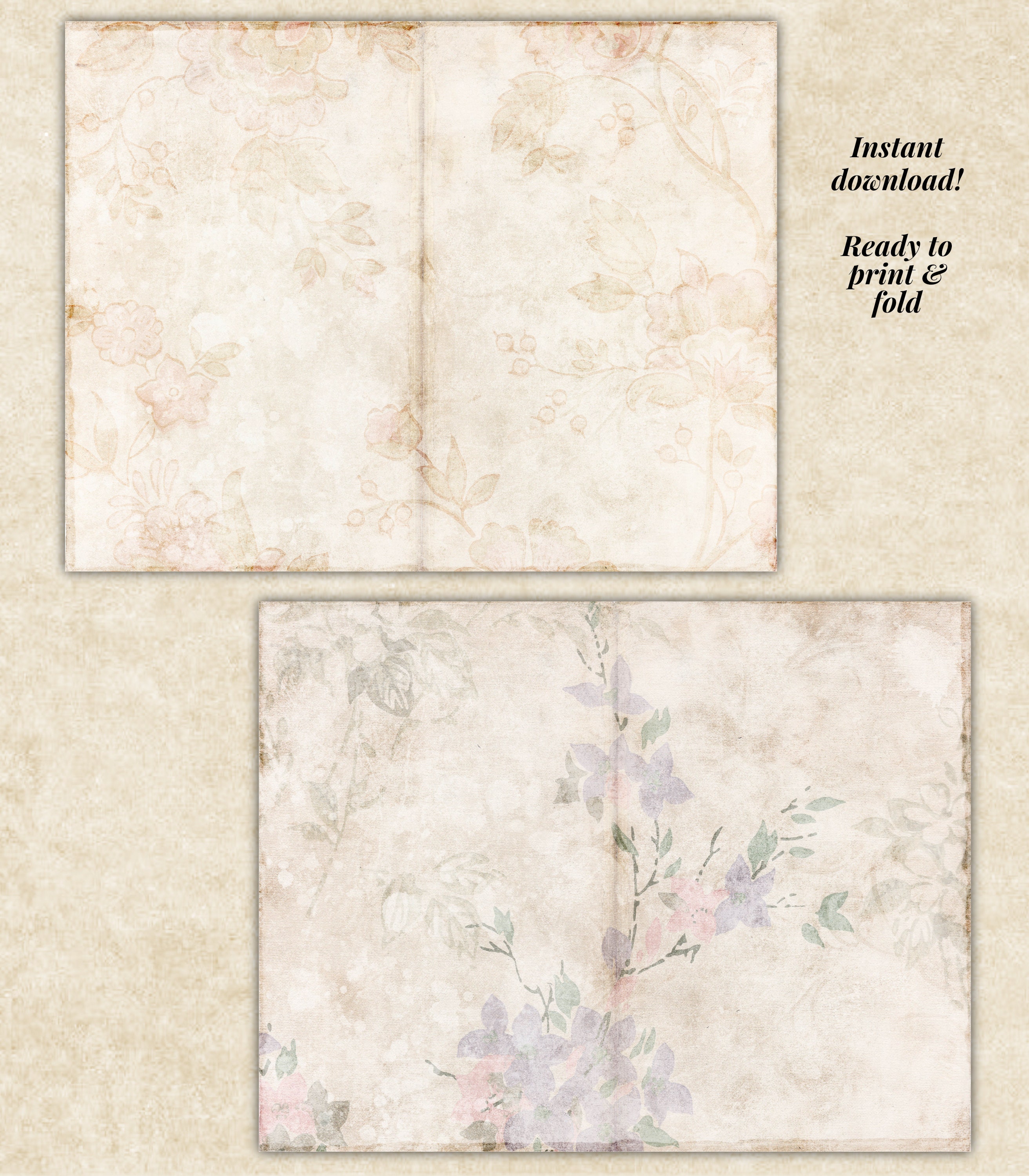 Shabby Junk Journal Pages, Printable Paper, Shabby Chic, Digital ...