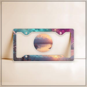 Cute License Plate Frame Celestial Mountain Forest Car Accessories For Women for Girl 16th Birthday Gift Under 30 car guy gift