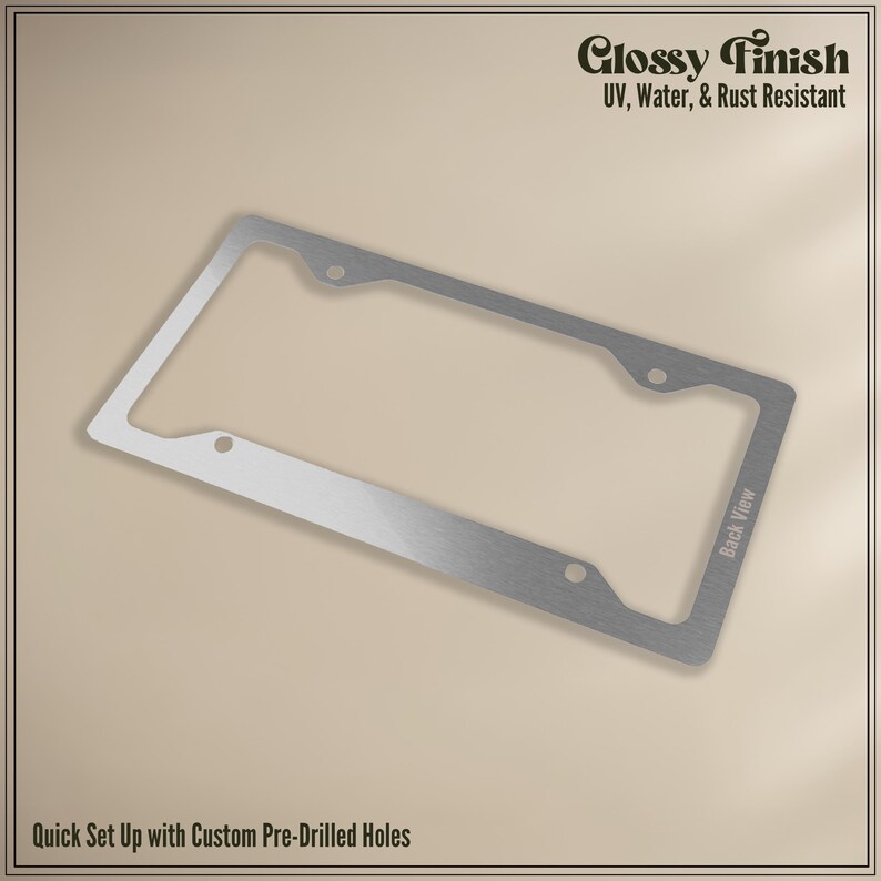 back view of aluminum license plate frame