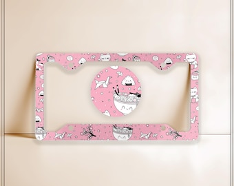 Ramka na tablicę rejestracyjną w stylu anime – różowe akcesoria samochodowe w stylu kawaii