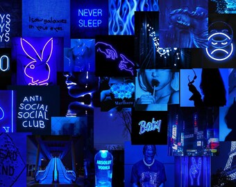 pic Dark Blue Aesthetic Pictures Collage blue collage kit etsy