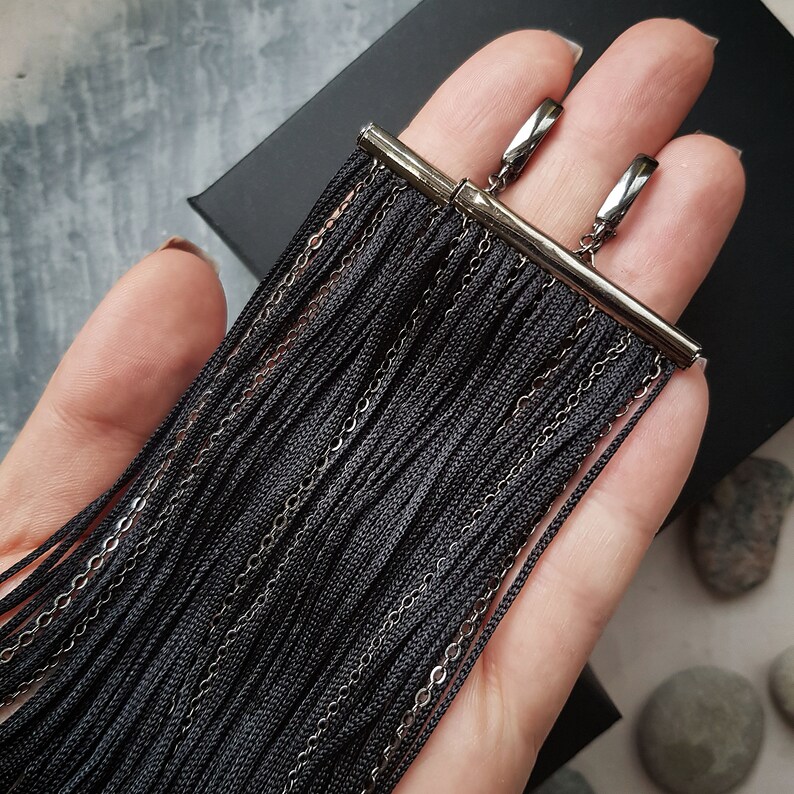 Tassle earrings Black long tassel earrings Graduation earrings Mum earrings Long black earrings Sister gift Boho tassel earrings Tassles