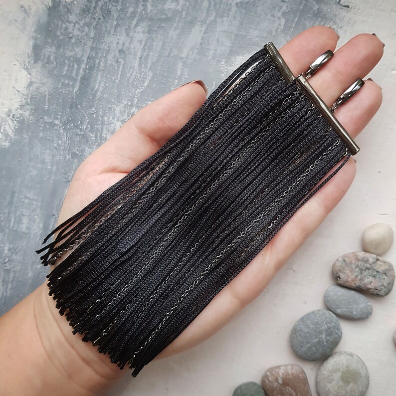 Tassle earrings Black long tassel earrings Graduation earrings Mum earrings Long black earrings Sister gift Boho tassel earrings Tassles