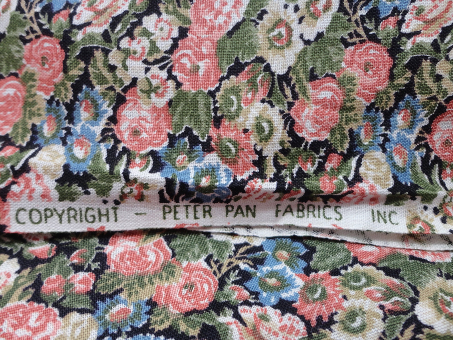 Vintage Peter Pan Fabrics Pink White Blue Floral Sew Quilt Etsy