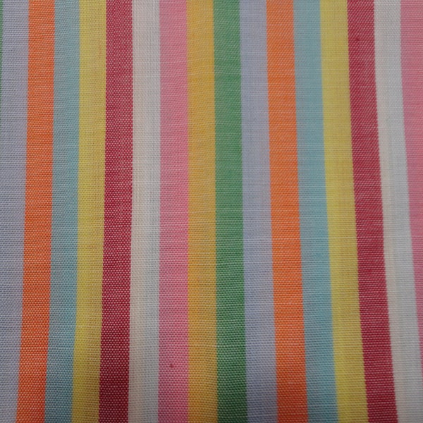 Vintage Cotton Fabric Multicolor Stripe Quilt Sew Craft