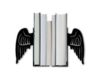 Metal Book Holder, Angel Wings Figured Bookends, Decorative Bookshelf