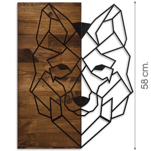 Geometric Wolf Head Wall Art - Wood & Metal Decor