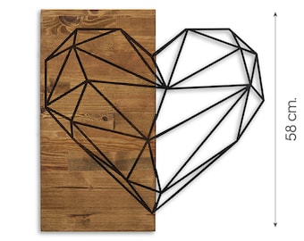 Heart Shaped Wall Art - Wood and Metal LOVE Decor - Rustic Bedroom Gift
