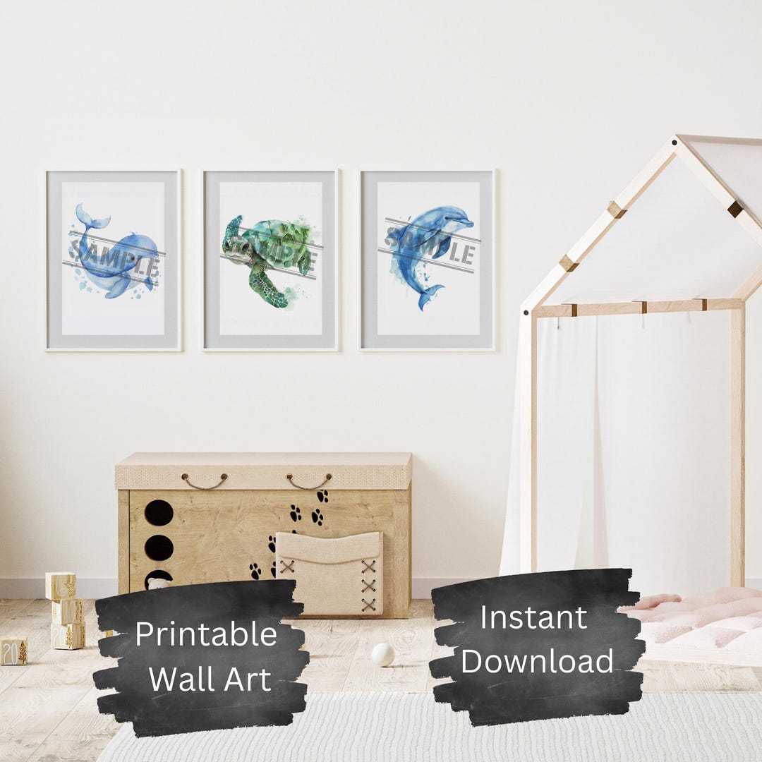 Sea Creatures Nursery Wall Art | 6 Ocean Animal Prints | 4:5 Ratio Kids ...