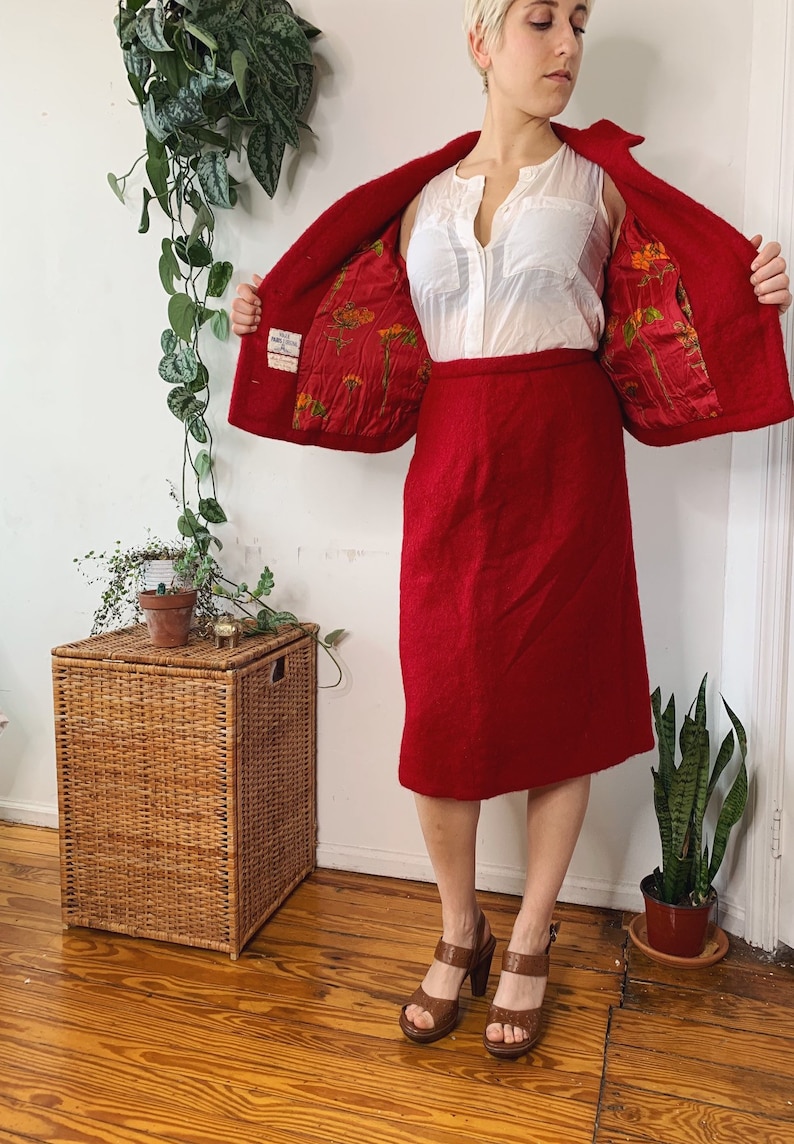1960s Red Two Piece Vogue Suit