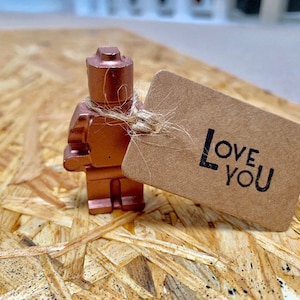 Cobre de hormigón con etiqueta "Te amo" / Robot de hormigón / Regalo para él / Regalo para ella / Regalo de aniversario / Regalo de San Valentín