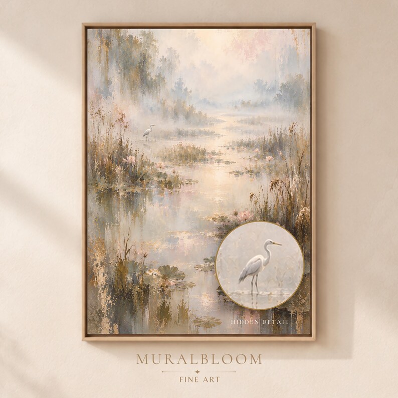 Hidden Heron Marsh Landscape printable wall art