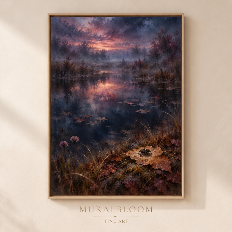 Hidden Spider Autumn Pond printable wall art