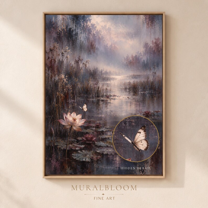Misty Lotus Pond printable wall art