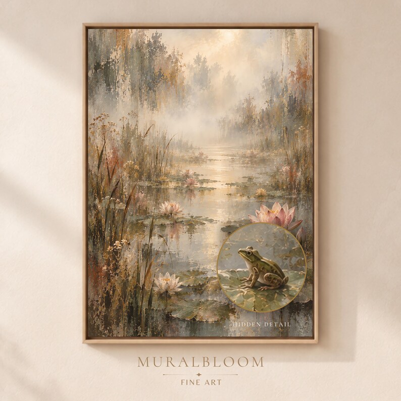 Golden Lotus Pond printable wall art