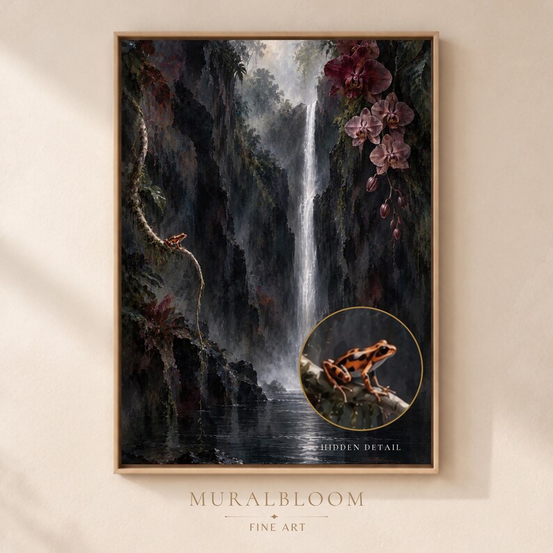 Hidden Frog Waterfall printable wall art