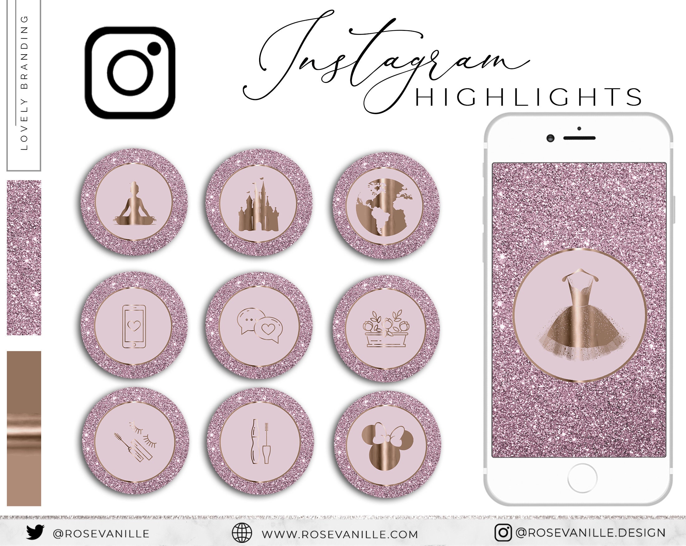 135 Pink Glitter Instagram Highlights stories Icons Instagram | Etsy