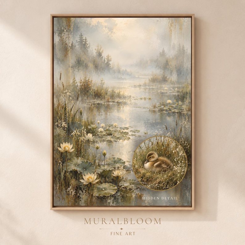 Sleeping Duckling Lily Pond printable wall art