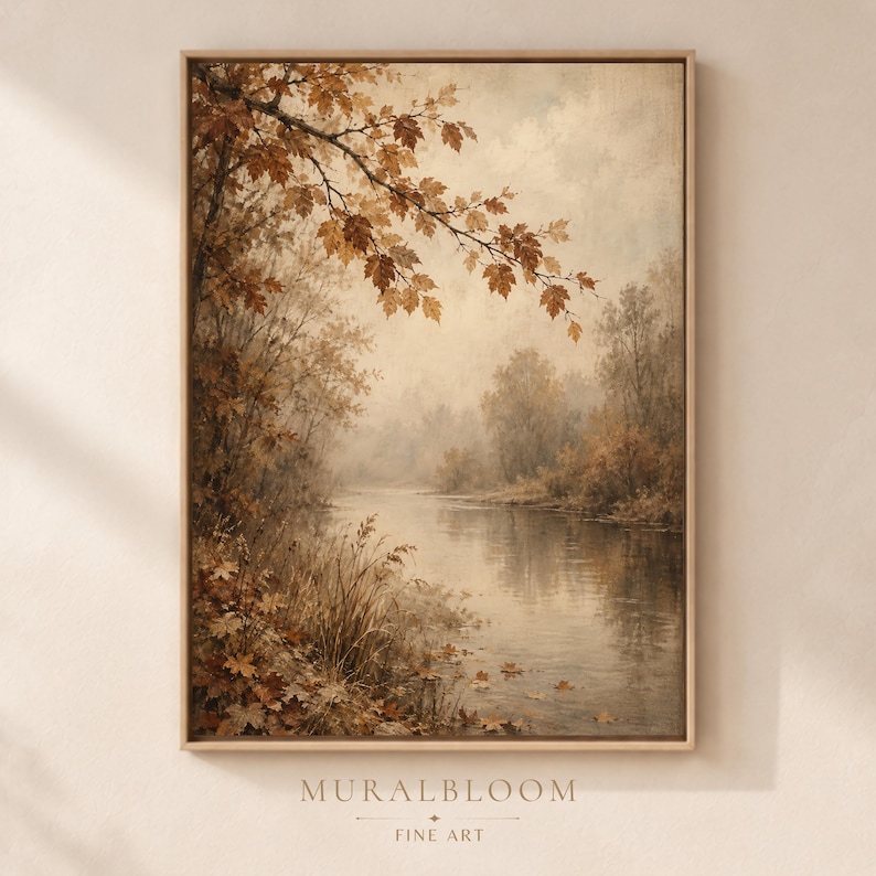 Autumn River Landscape printable wall art