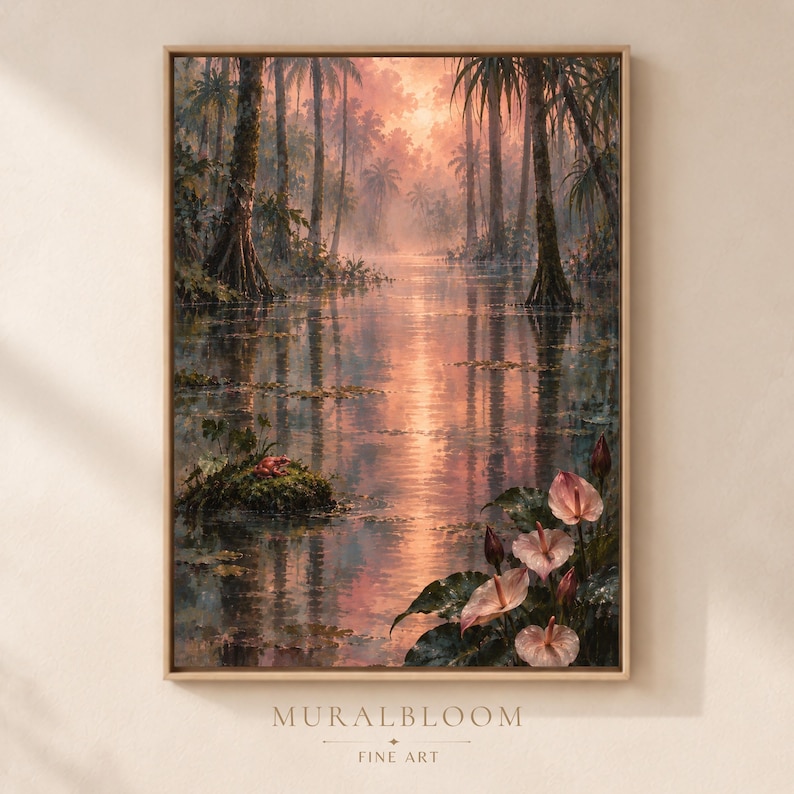 Tropical Wetland with Hidden Frog printable wall art