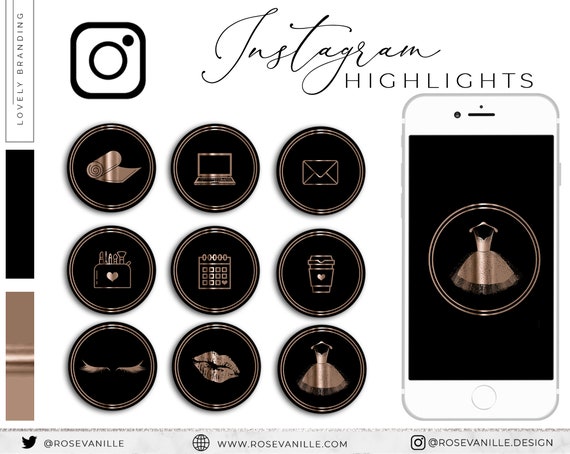 135 Copper and Black Instagram Highlights stories Icons | Etsy