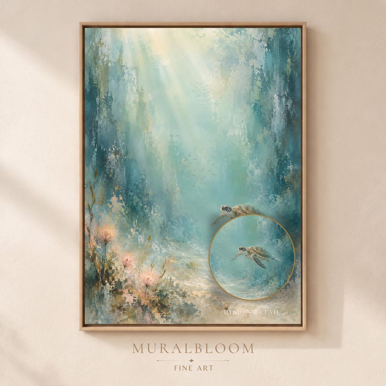 Sunlit Underwater Turtle printable wall art