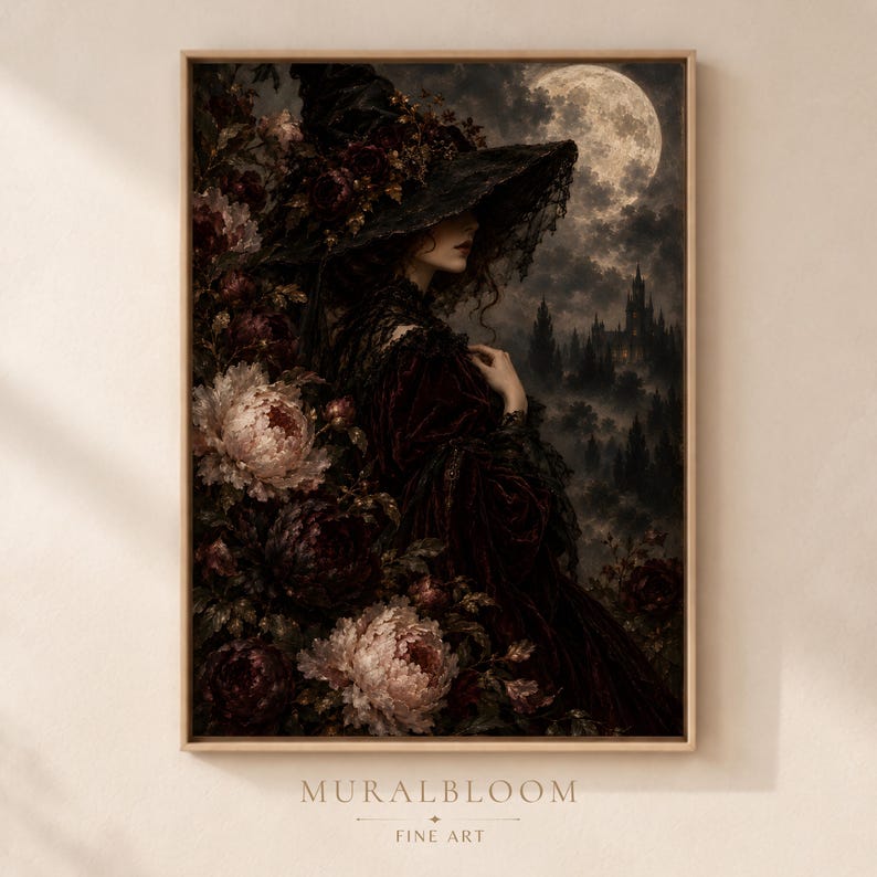Moonlit Gothic Witch printable wall art