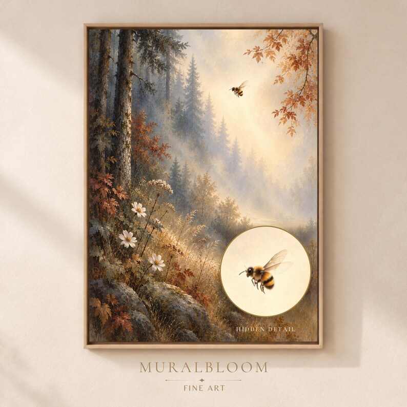 Golden Forest with Hidden Bee printable wall art