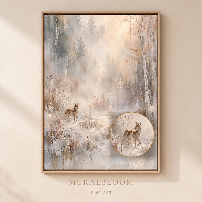 Winter Forest Deer printable wall art